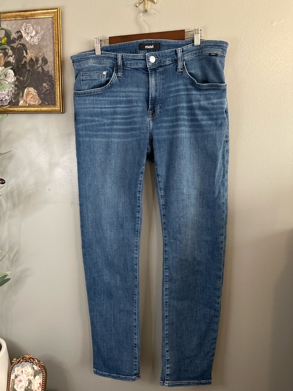 Mavi Zach Men’s 36x34 Straight Leg Medium Wash Blue Jeans Denim - Picture 2 of 10